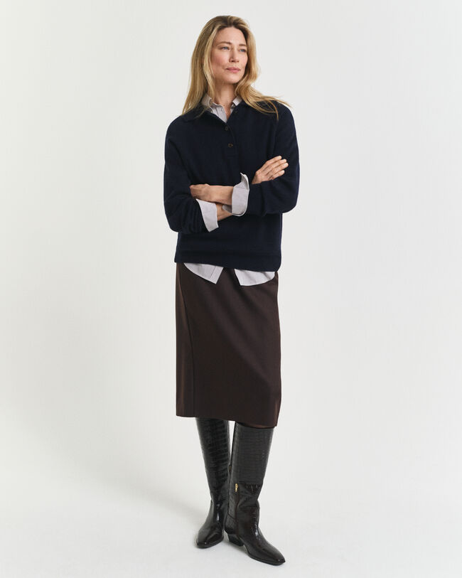 Midi pencil-nederdel i uldblanding