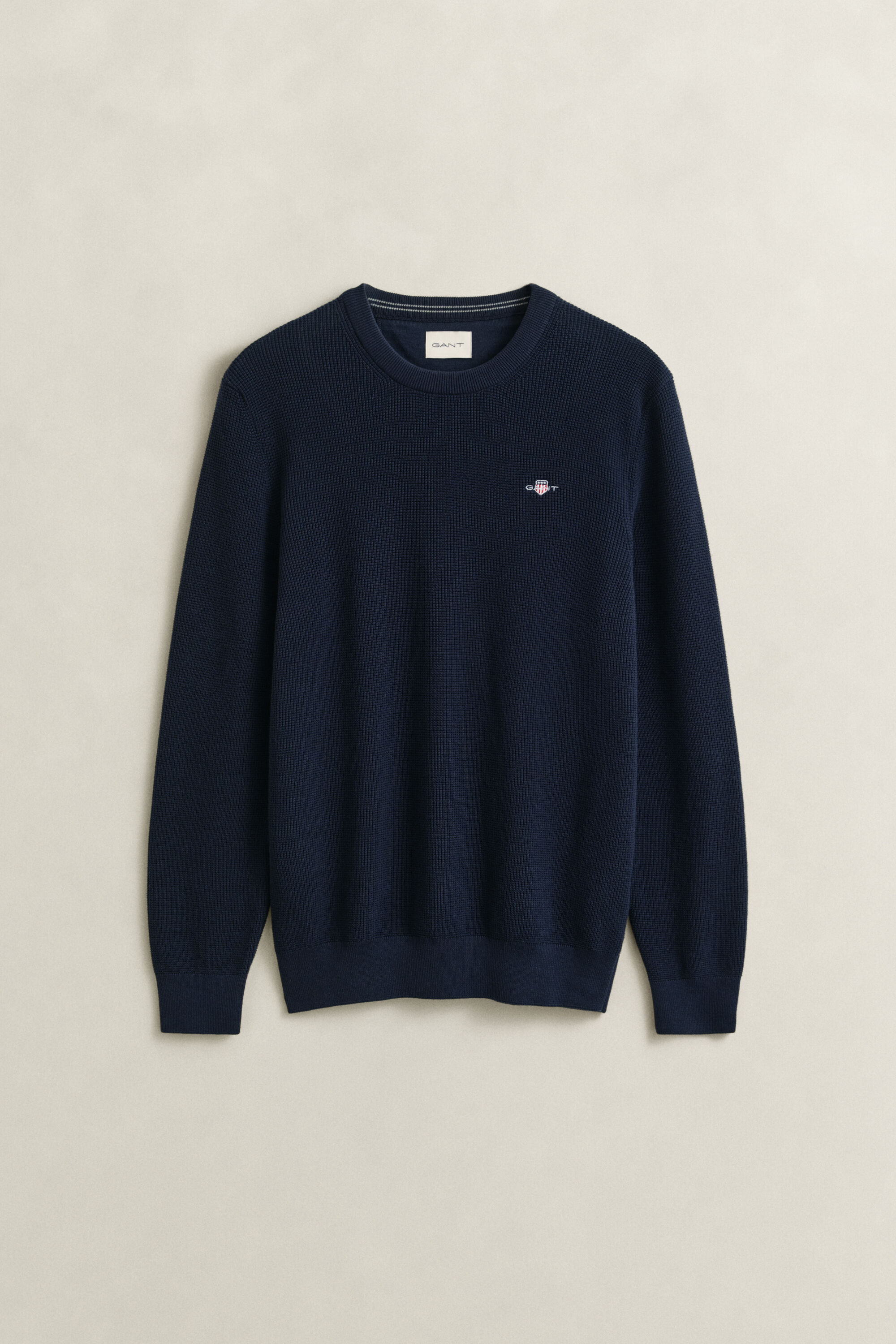 Tekstureret crewneck sweater af bomuld