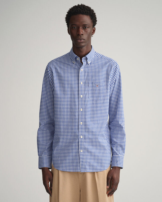 Regular fit gingham tætvævet skjorte