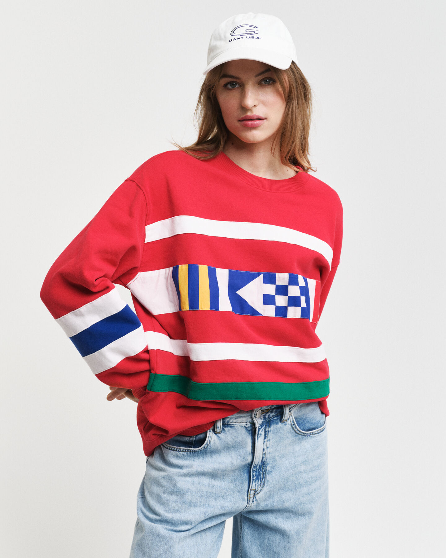 Panel sweatshirt med crewneck