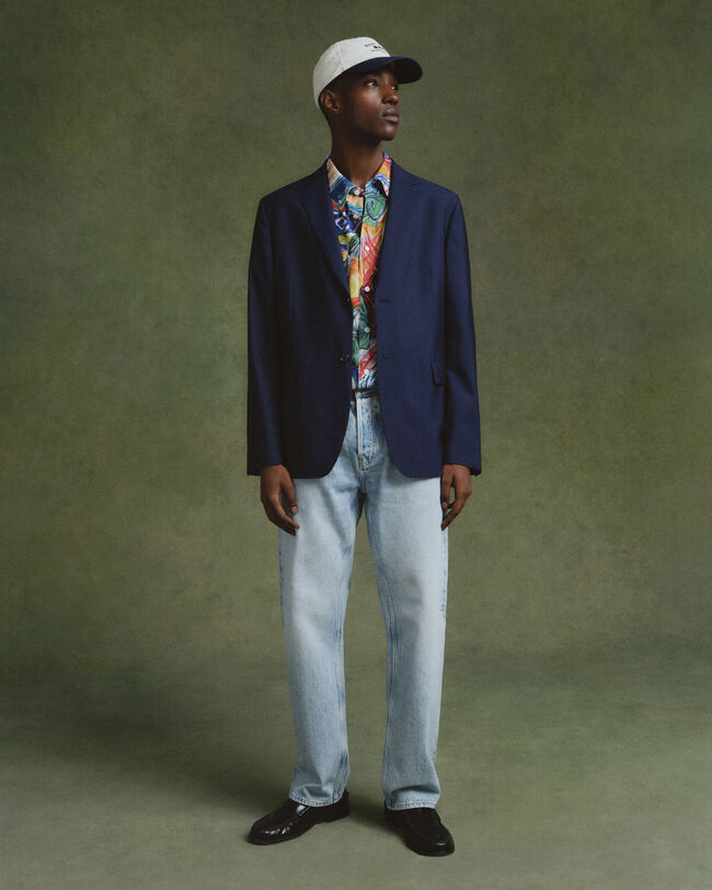 Relaxed fit silkeskjorte med tryk