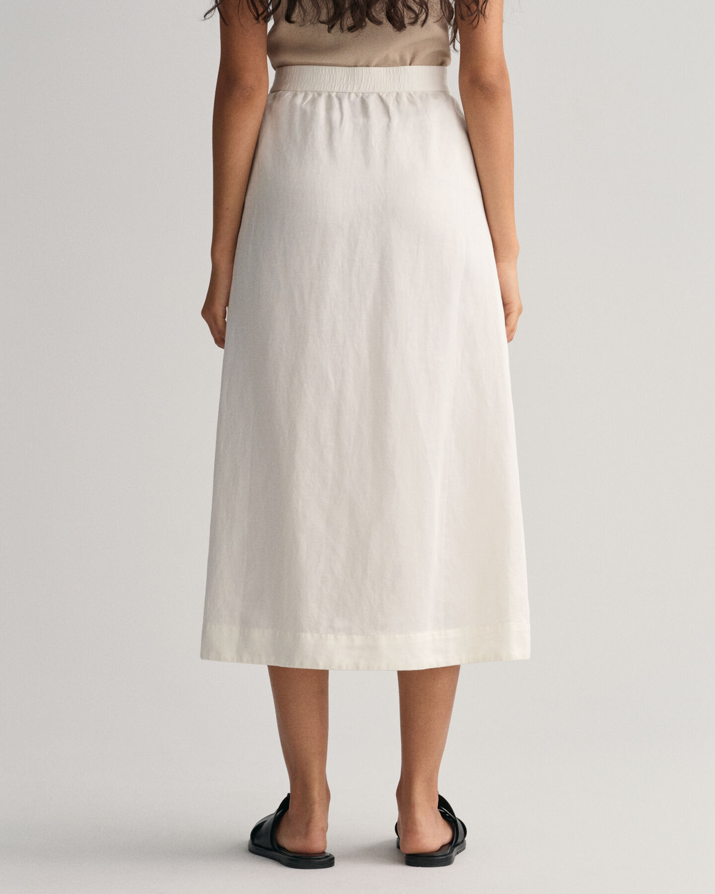 Midi nederdel i hør- og viskoseblanding