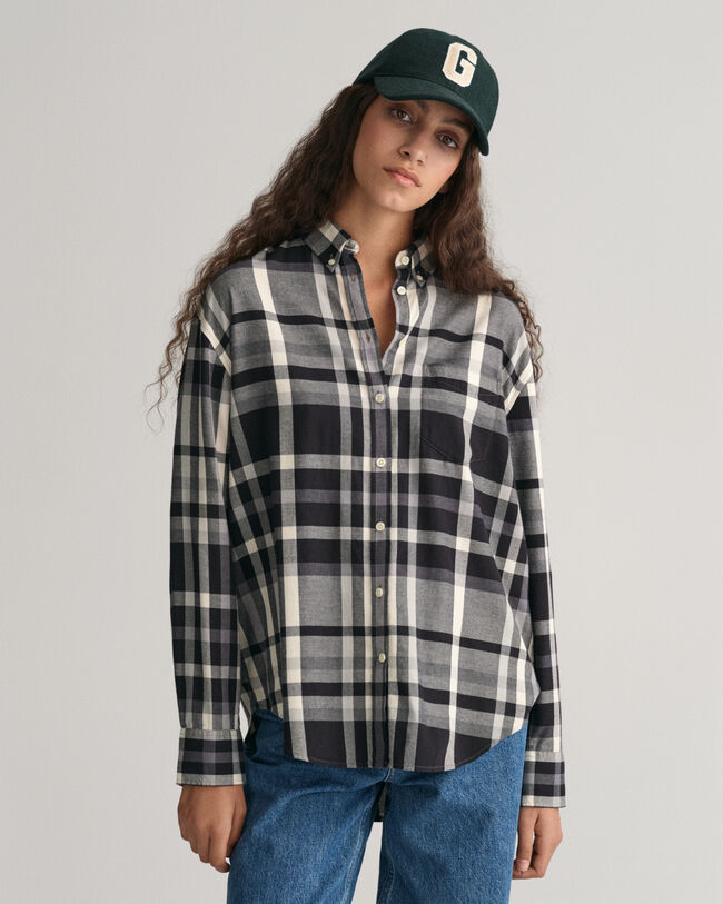 Relaxed fit ternet flannelskjorte