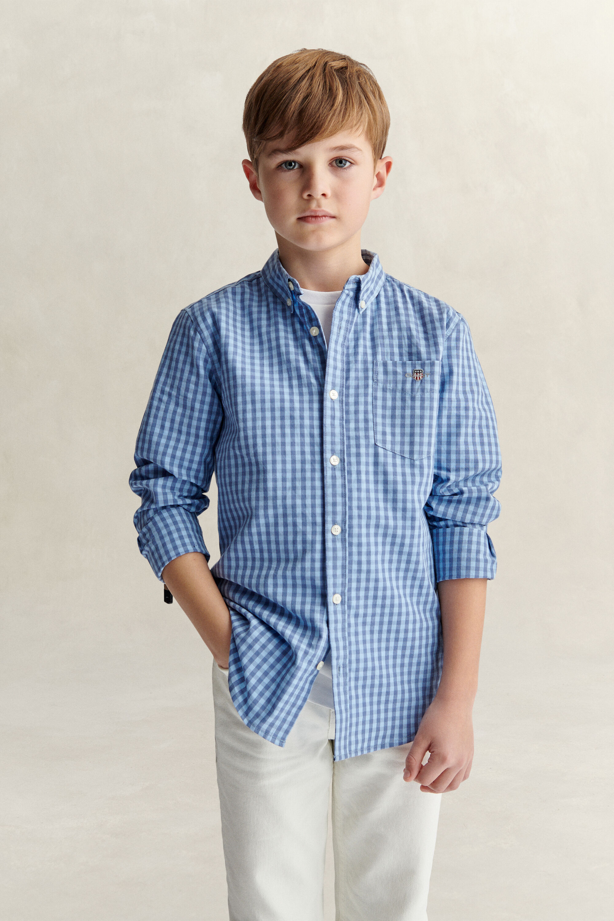 Teen Boys skjorte i gingham poplin