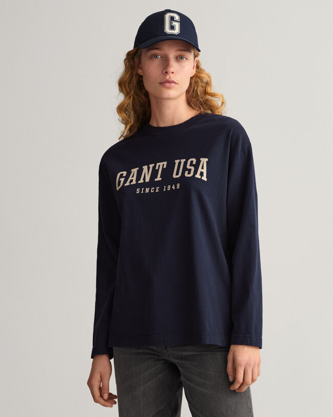 USA Graphic lang&aelig;rmet T-shirt