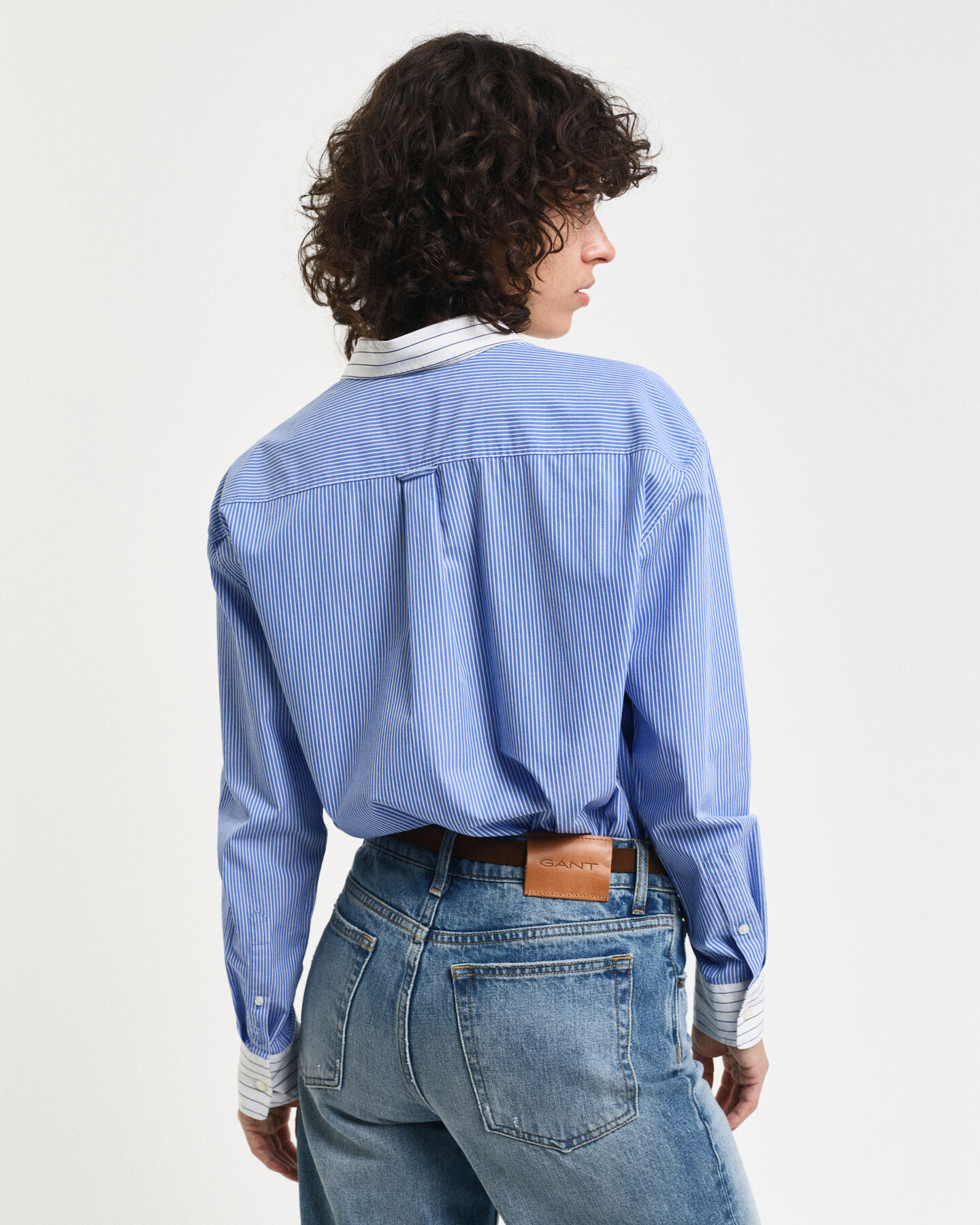 Relaxed fit poplin skjorte med blandede striber