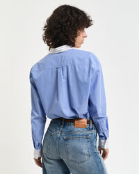 Relaxed fit poplin skjorte med blandede striber