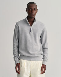 Waffle Texture sweatshirt med halv lynl&aring;s