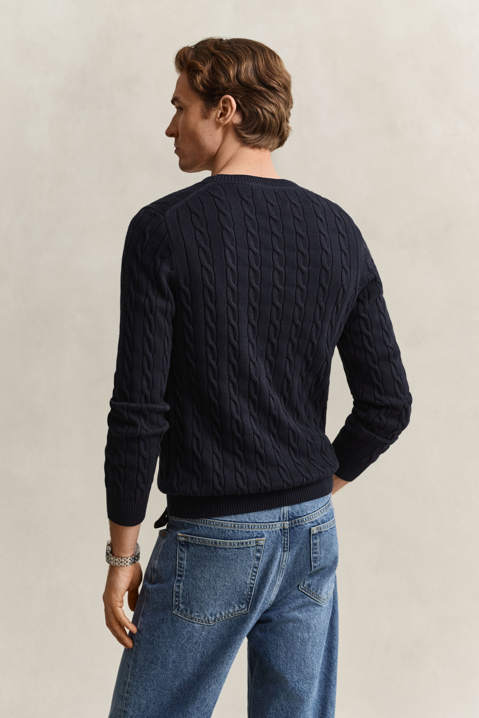 Classic sweater med kabelstrik