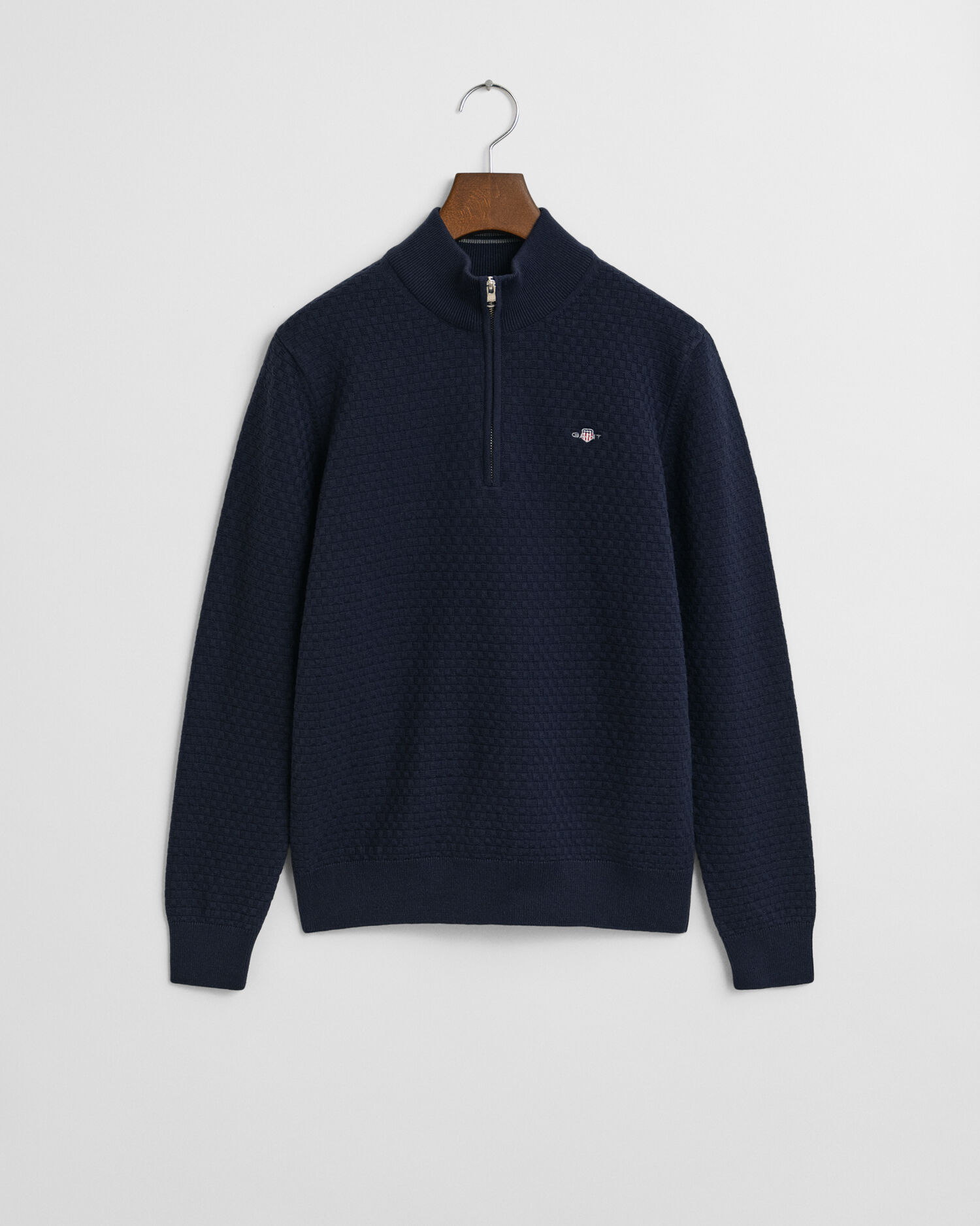 Teens sweater med mikrotekstur og halv lynlås