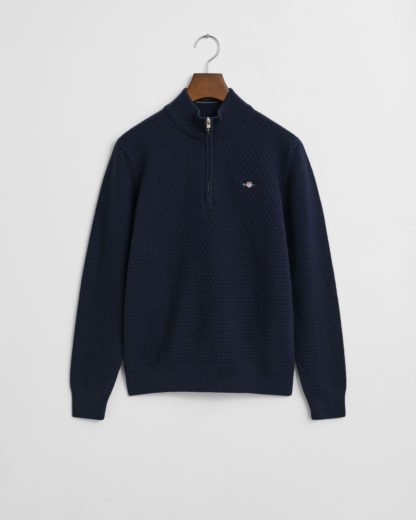 Teens sweater med mikrotekstur og halv lynlås