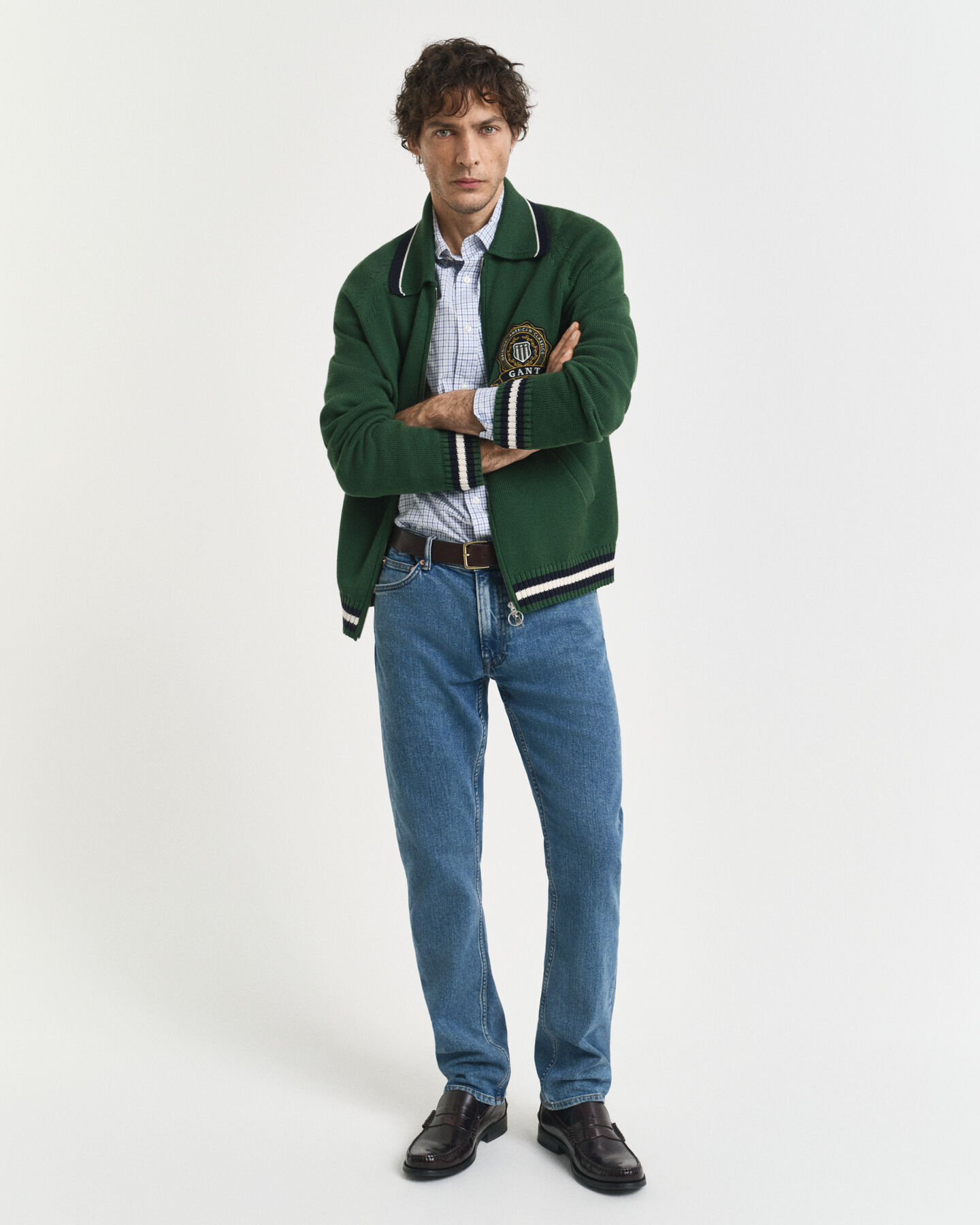 Regular fit klassisk poplin-skjorte med mikrotern