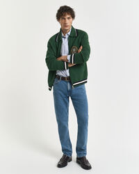 Regular fit klassisk poplin-skjorte med mikrotern