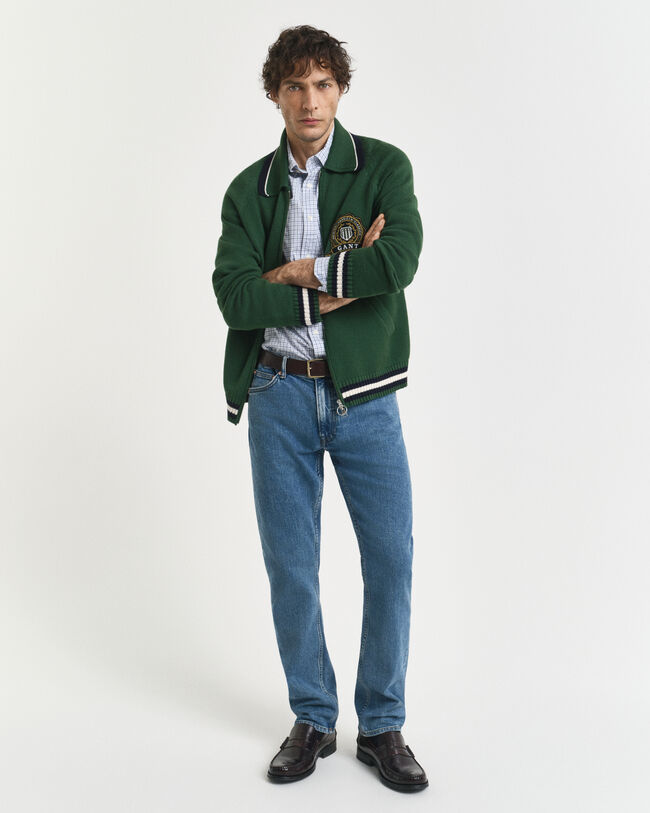 Regular fit klassisk poplin-skjorte med mikrotern