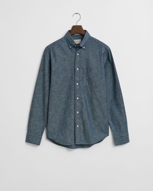 Regular fit indigo chambray skjorte