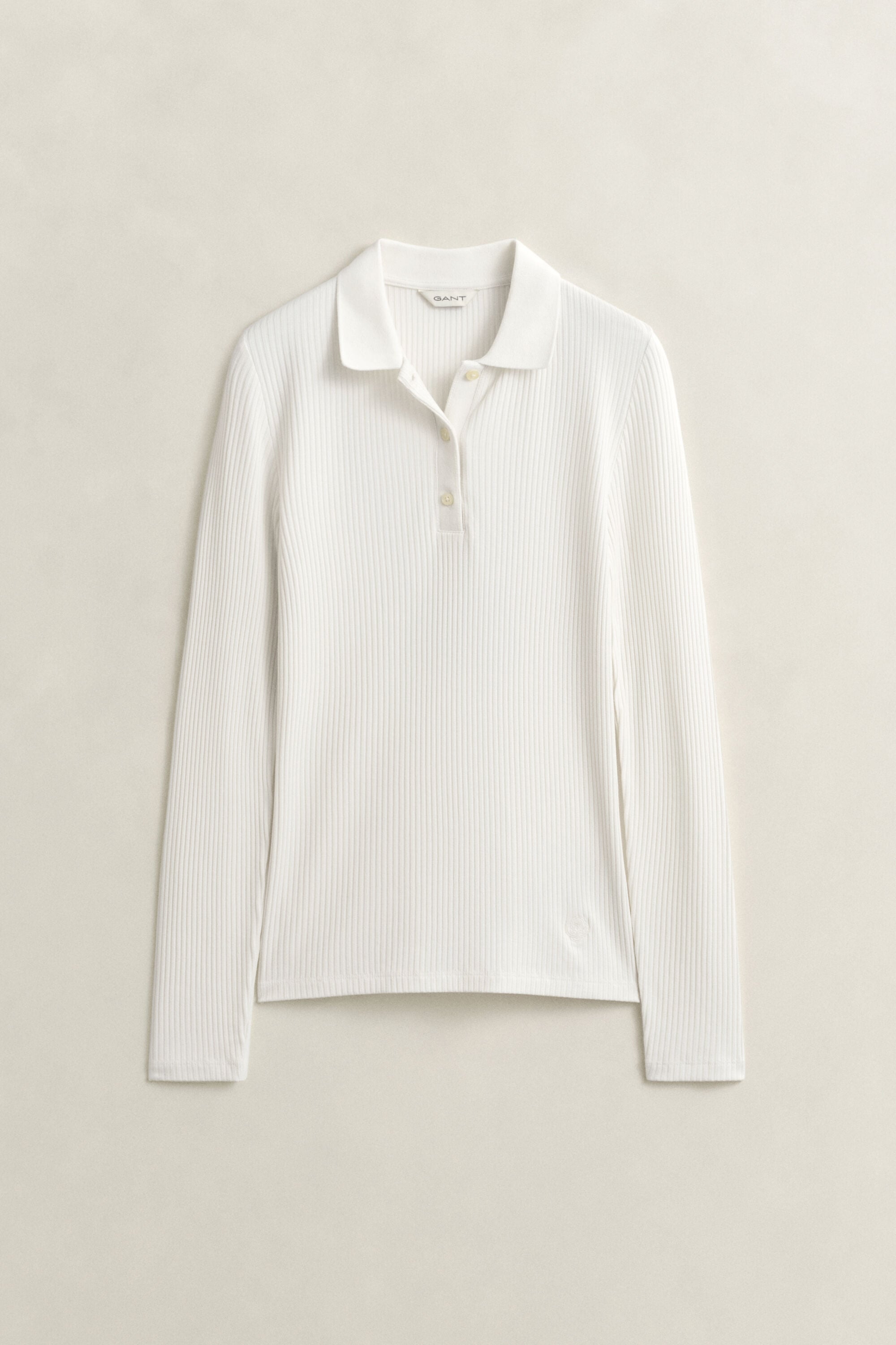 Slim ribstrikket polo-top