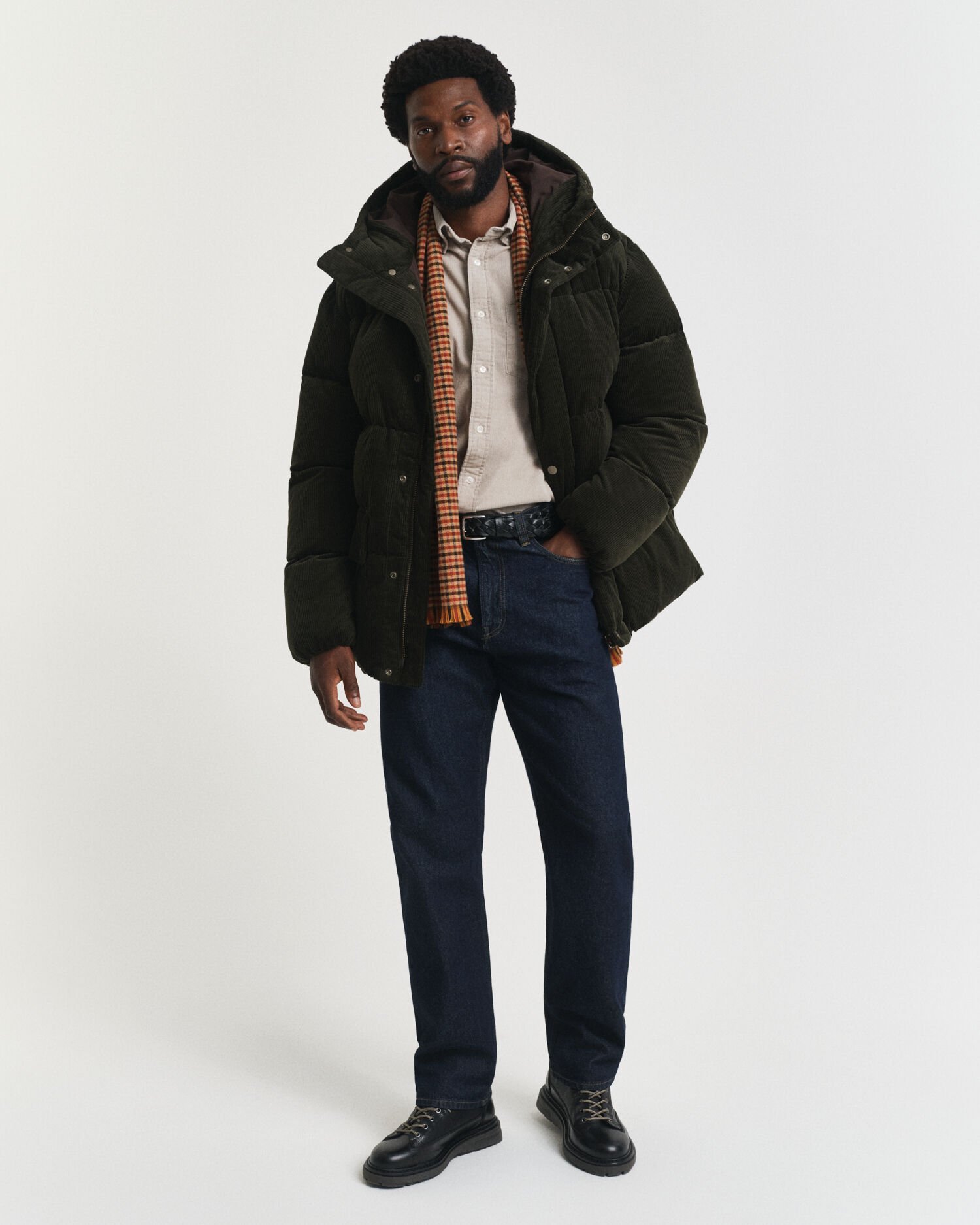 Regular fit skjorte af jernbanefløjl