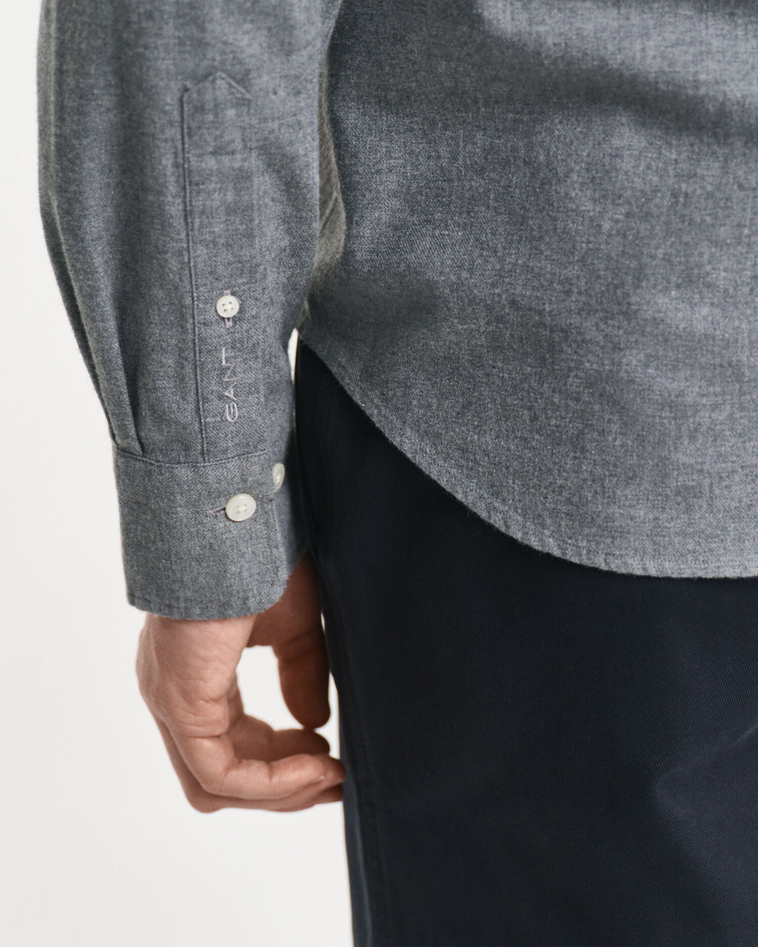 Regular fit melange flannelskjorte