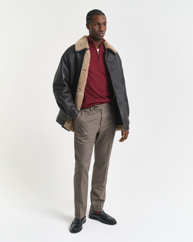 Sweater med halv lynlås i ekstra fin merinould