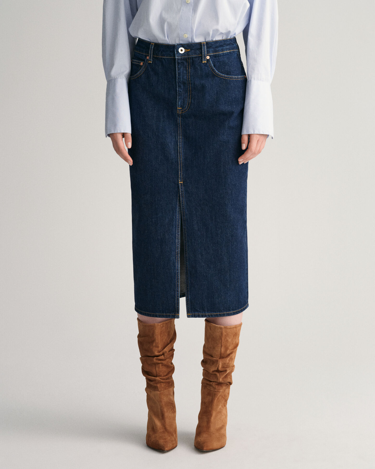 Denim pencil-nederdel