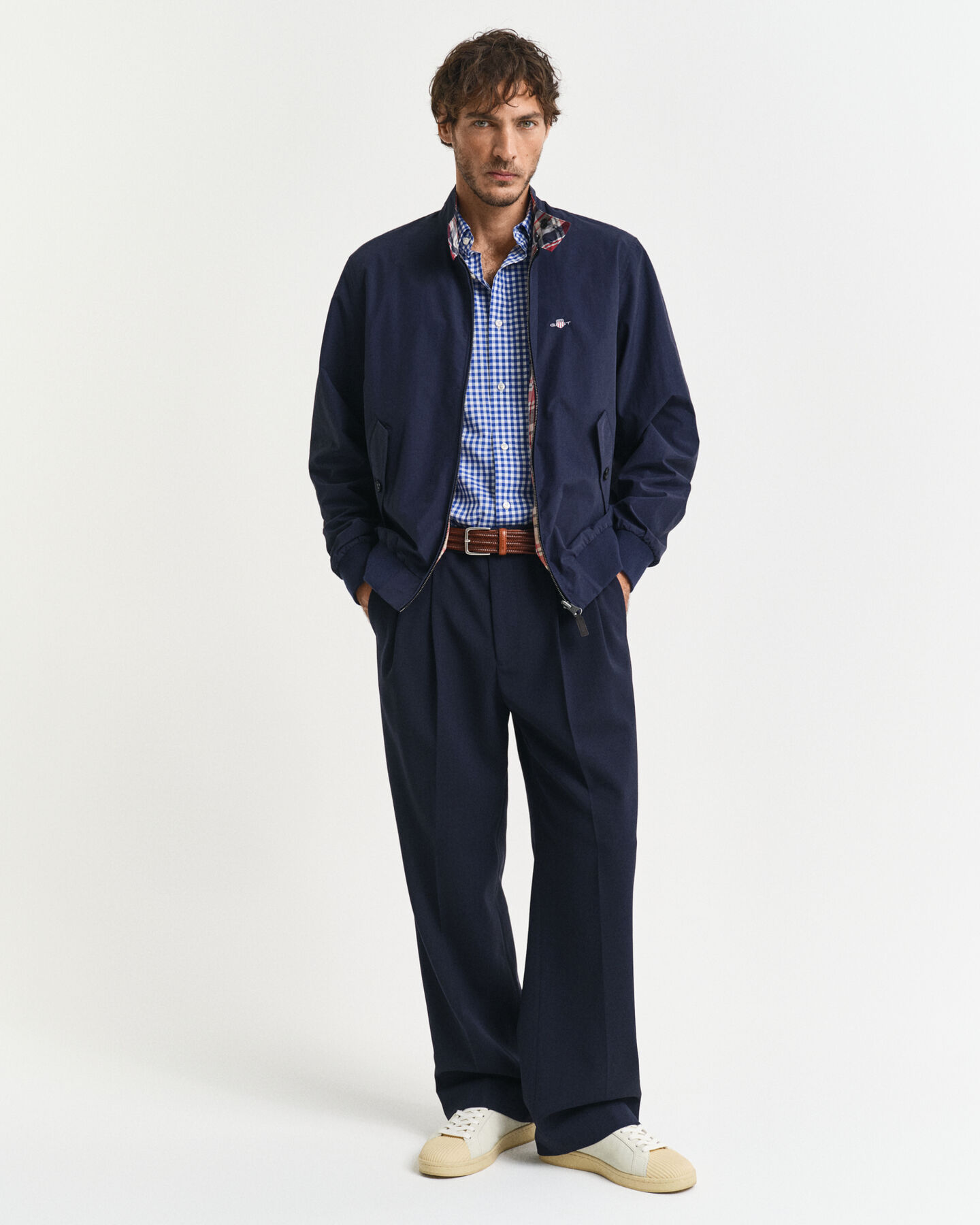 Regular fit klassisk gingham poplin-skjorte med korte ærmer