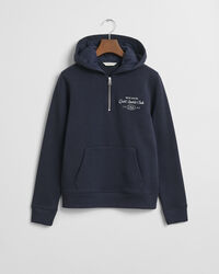 Teen Girls hættetrøje med Sports Club-grafik og halv lynlås