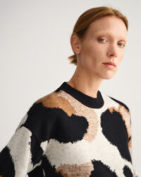 Leopard intarsia crewneck sweater