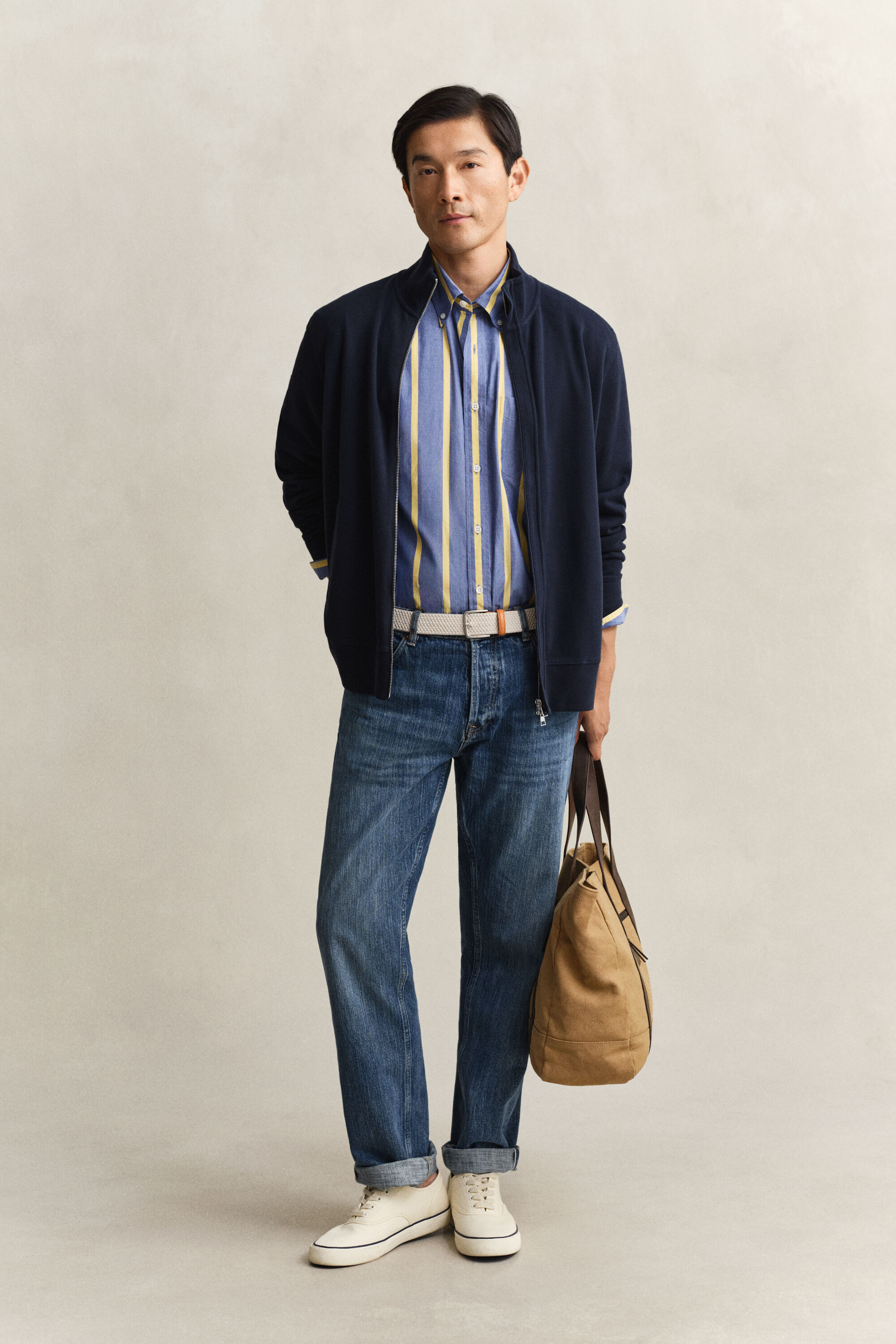 Sacker rib sweatshirt med lynlås