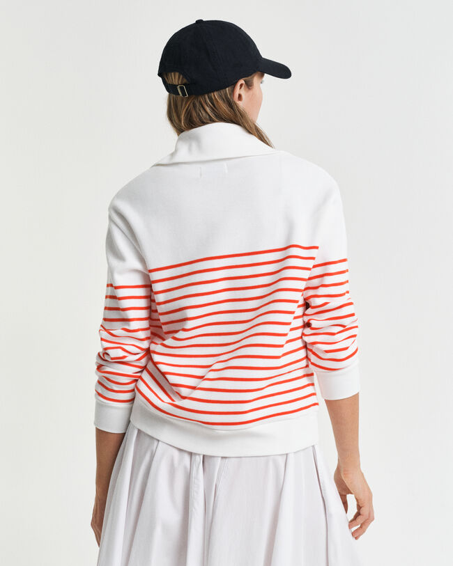 Ribstrikket breton sweatshirt med halv lynl&aring;s