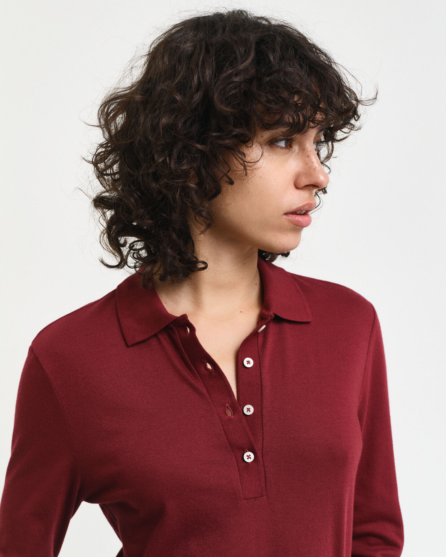 Sømløs langærmet poloskjorte