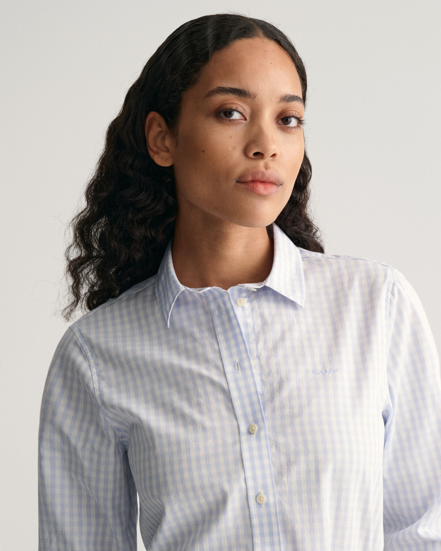 Regular fit gingham poplin skjorte