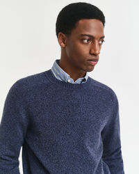 Sweater med crewneck i mouliné uldblanding