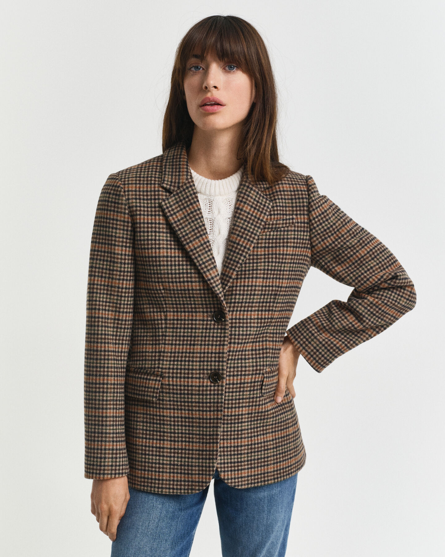 Regular fit houndstooth blazer i uld