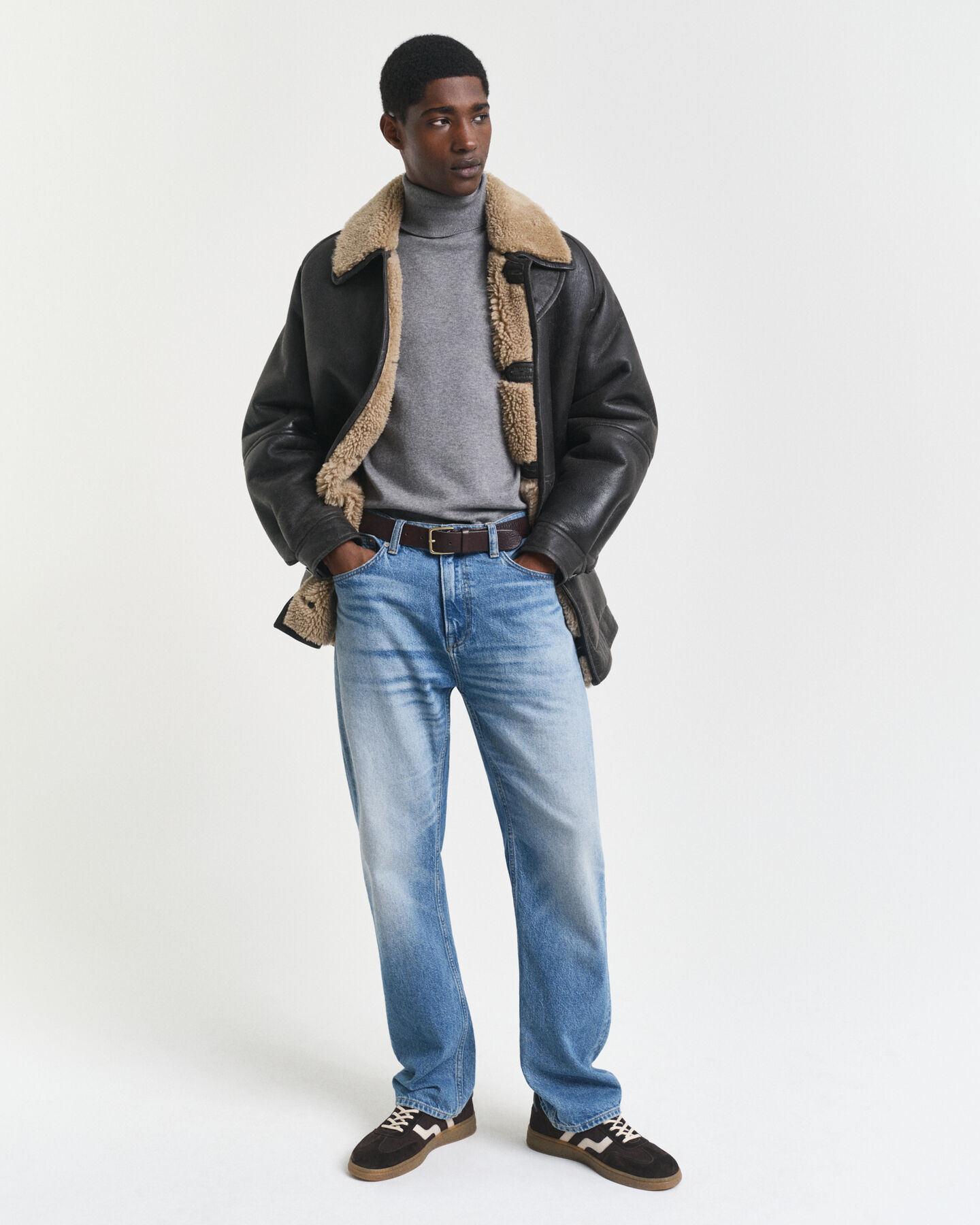 Klassiske sweater i bomuld med rullekrave