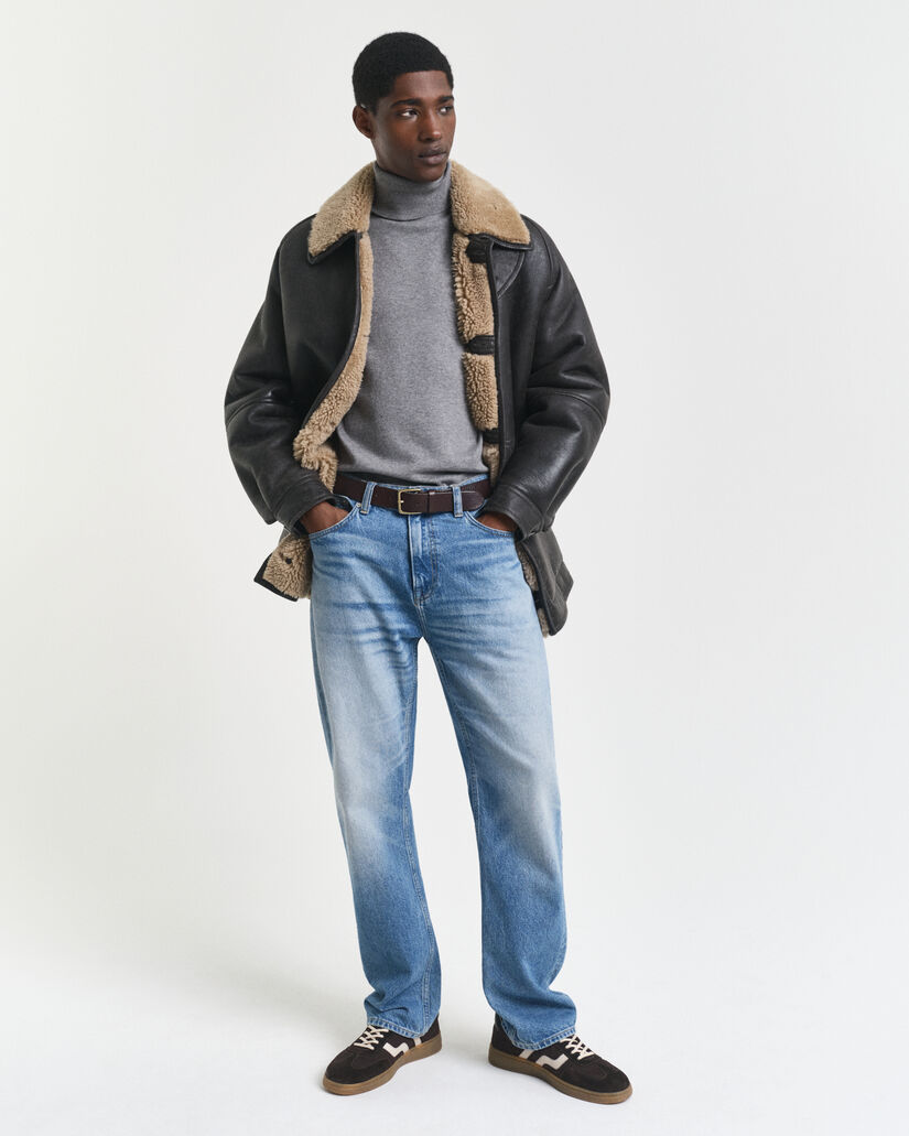 Klassiske sweater i bomuld med rullekrave