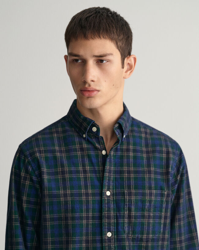 Regular fit ternet skjorte af jernbanefl&oslash;jl