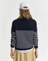 Ribstrikket breton sweatshirt med halv lynlås