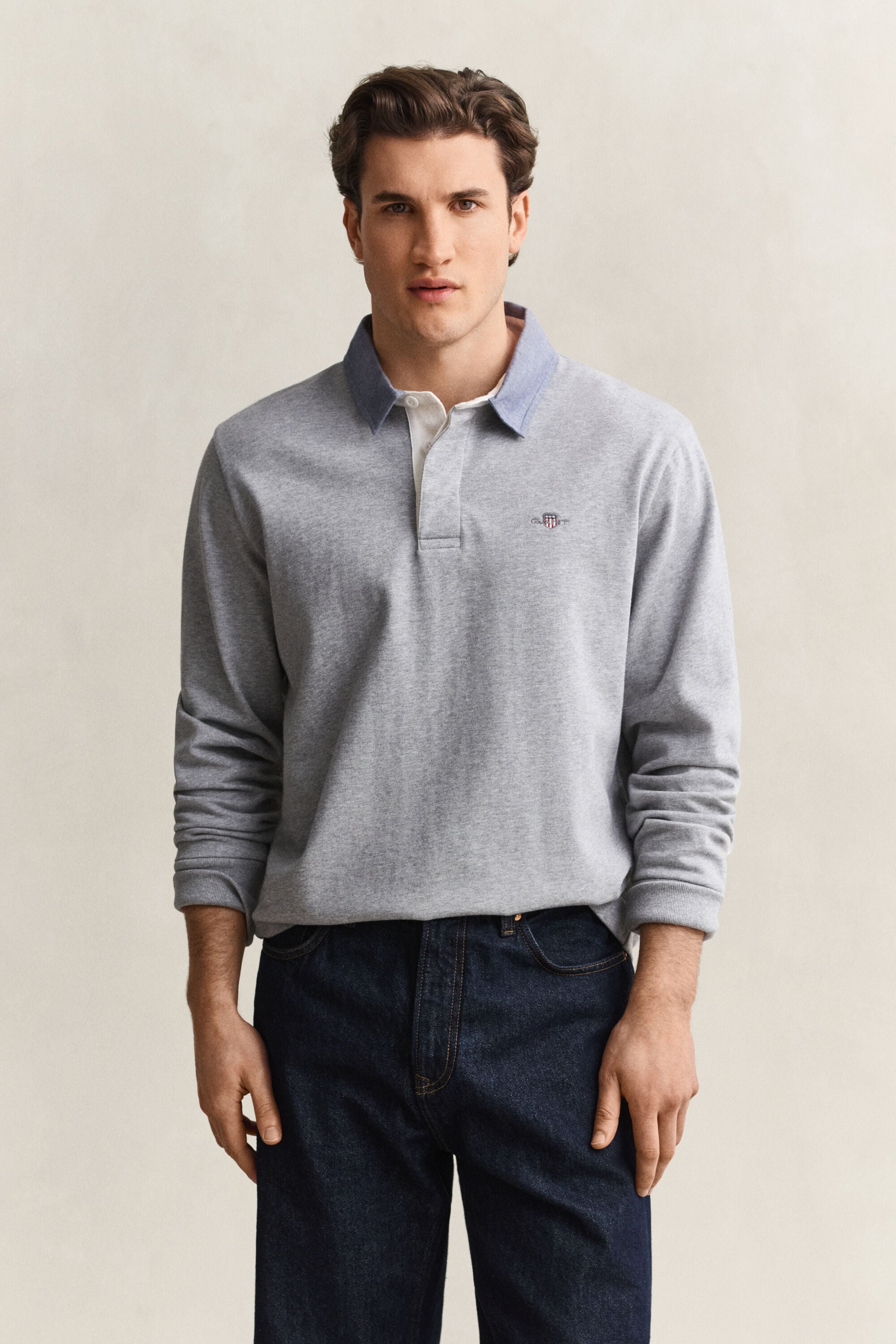 Heavy Rugger med krave i chambray