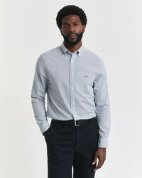 Regular fit klassisk poplin-skjorte med mikrotern