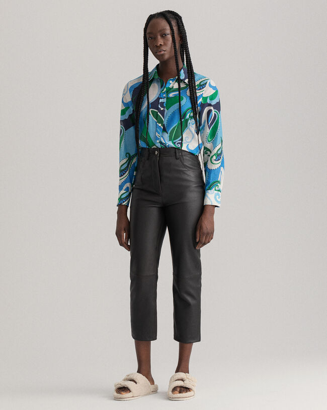 Regular fit paisley skjorte af bomuld og silke