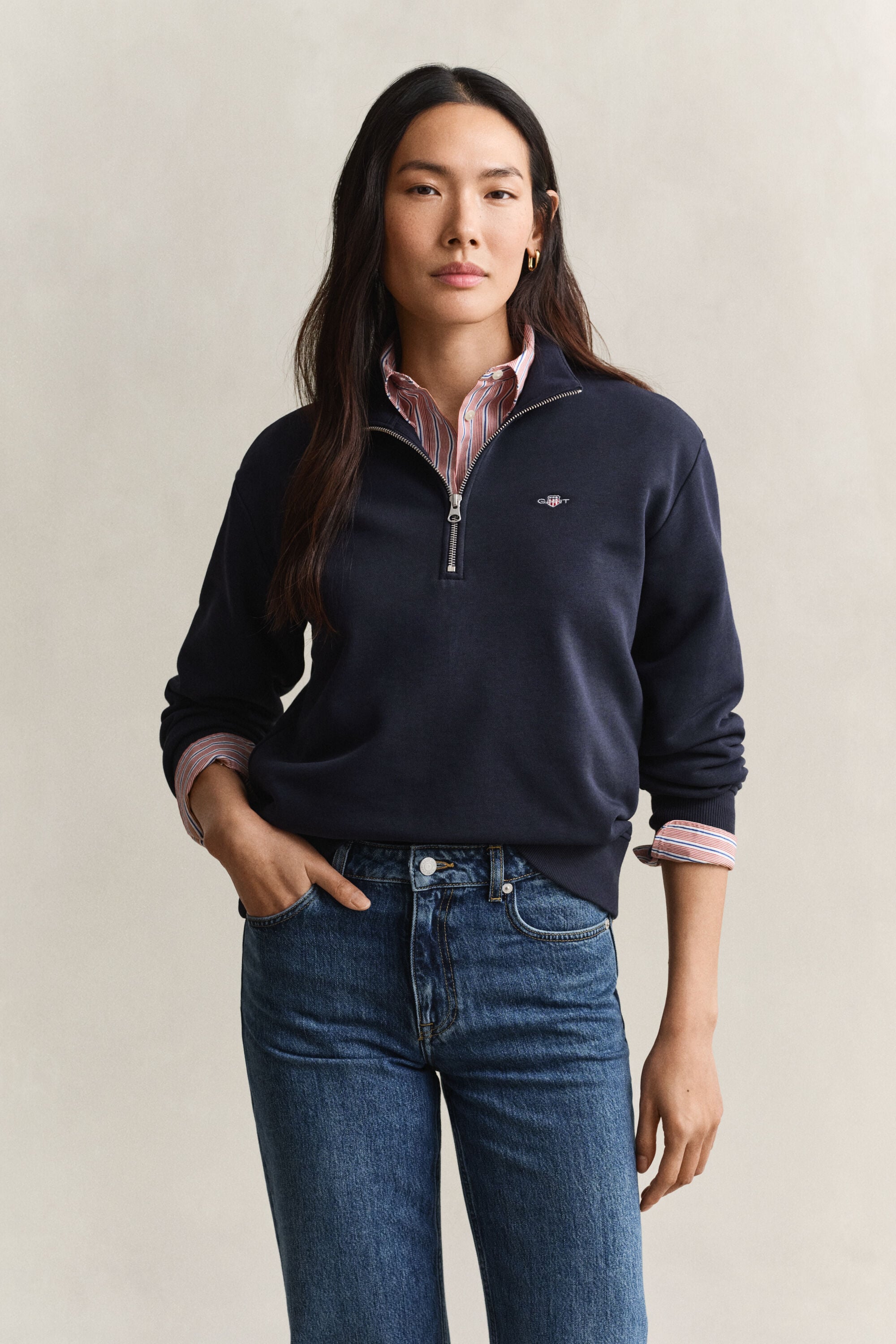 Shield sweatshirt med halv lynlås