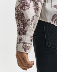 Regular fit skjorte af bomuldsvoile med træ-tryk