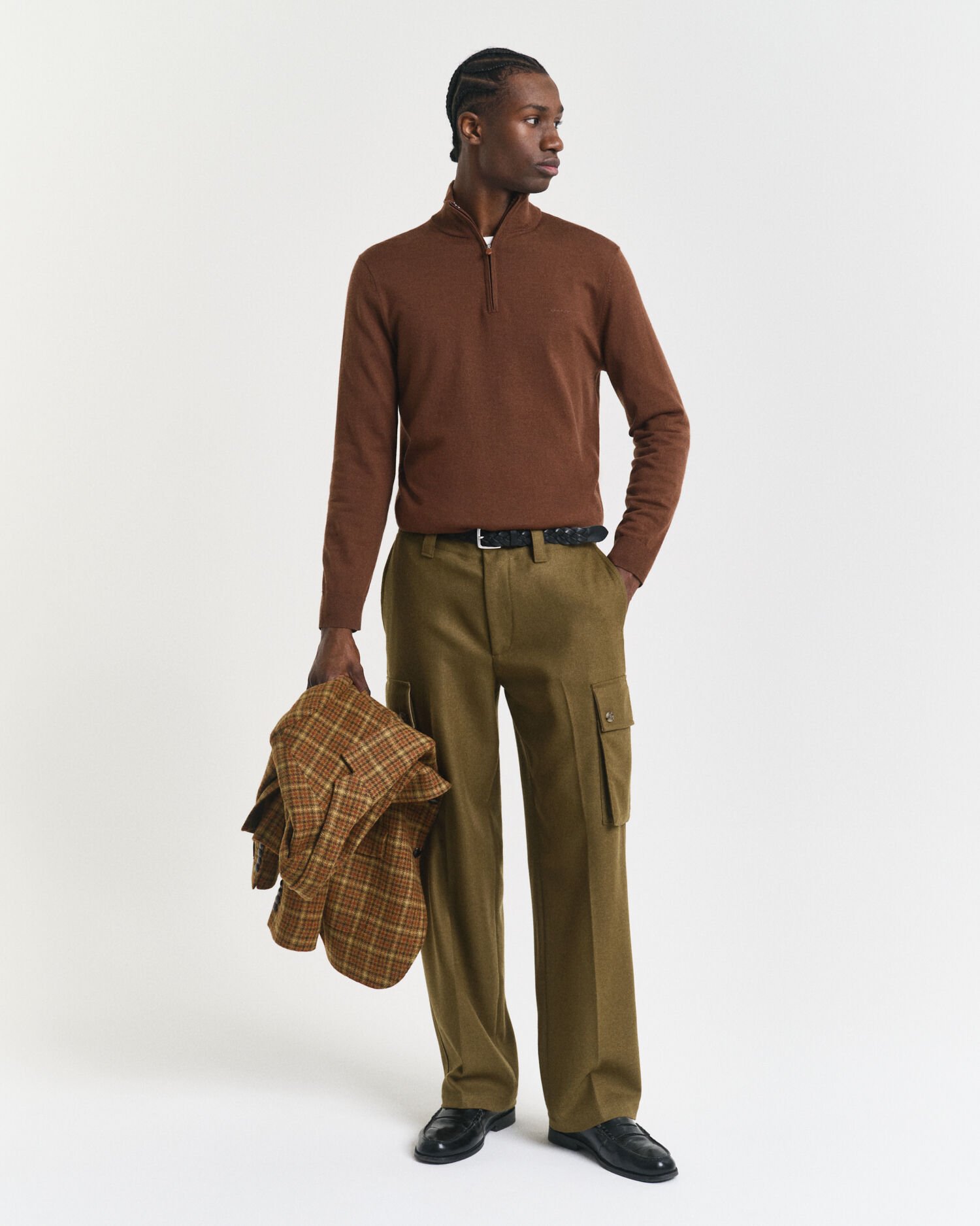 Sweater med halv lynlås i ekstra fin merinould