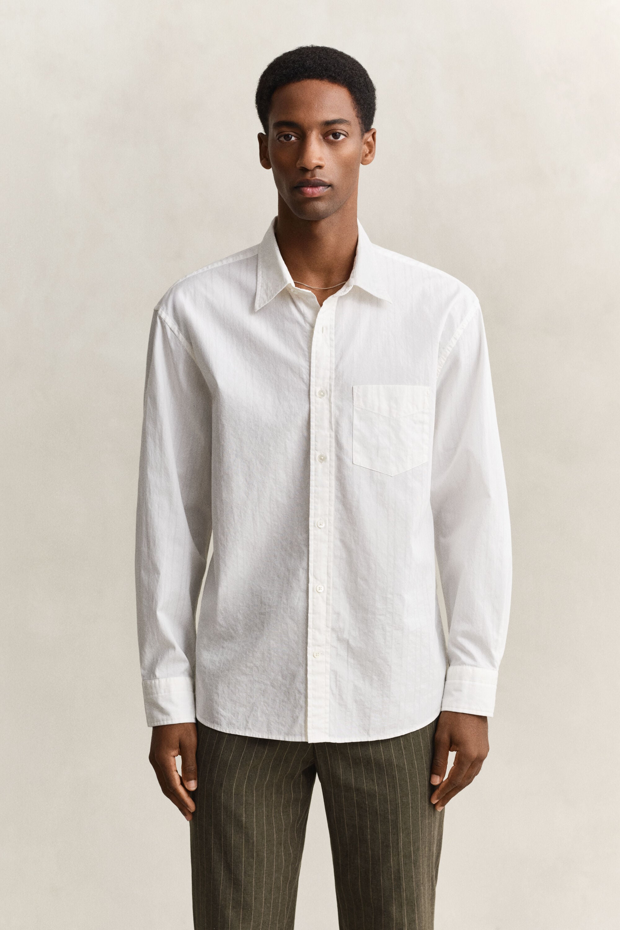 Relaxed fit dobby-stribet skjorte