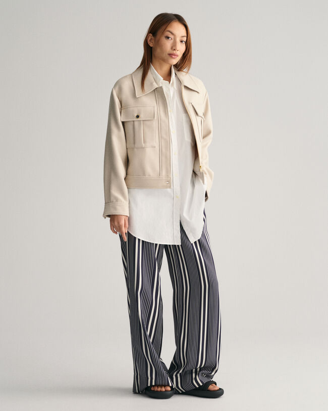 Regular fit stribede bukser med brede ben og tryk