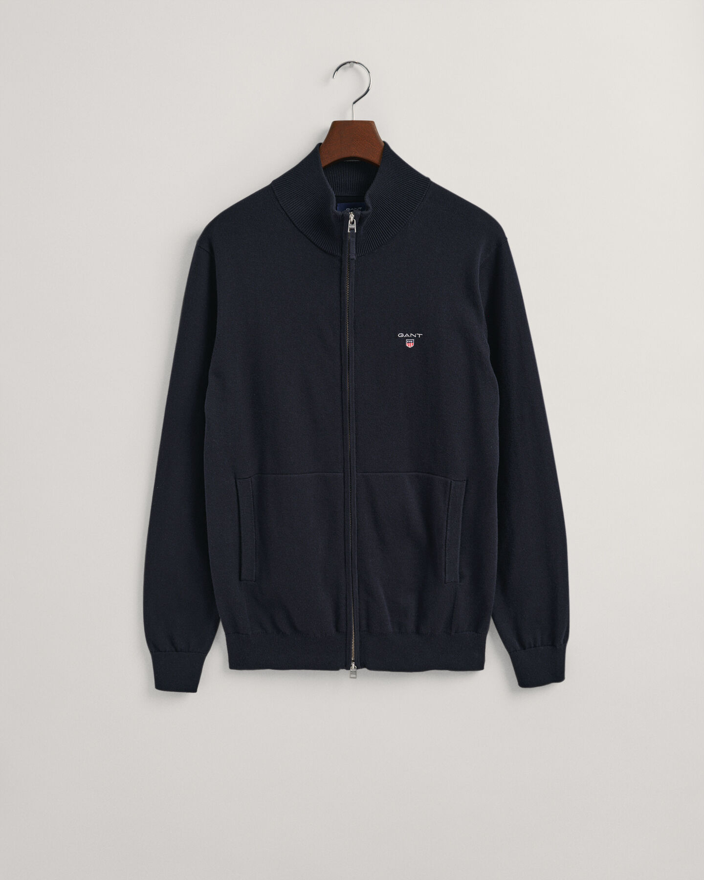 Classic cardigan i bomuld med lynlås