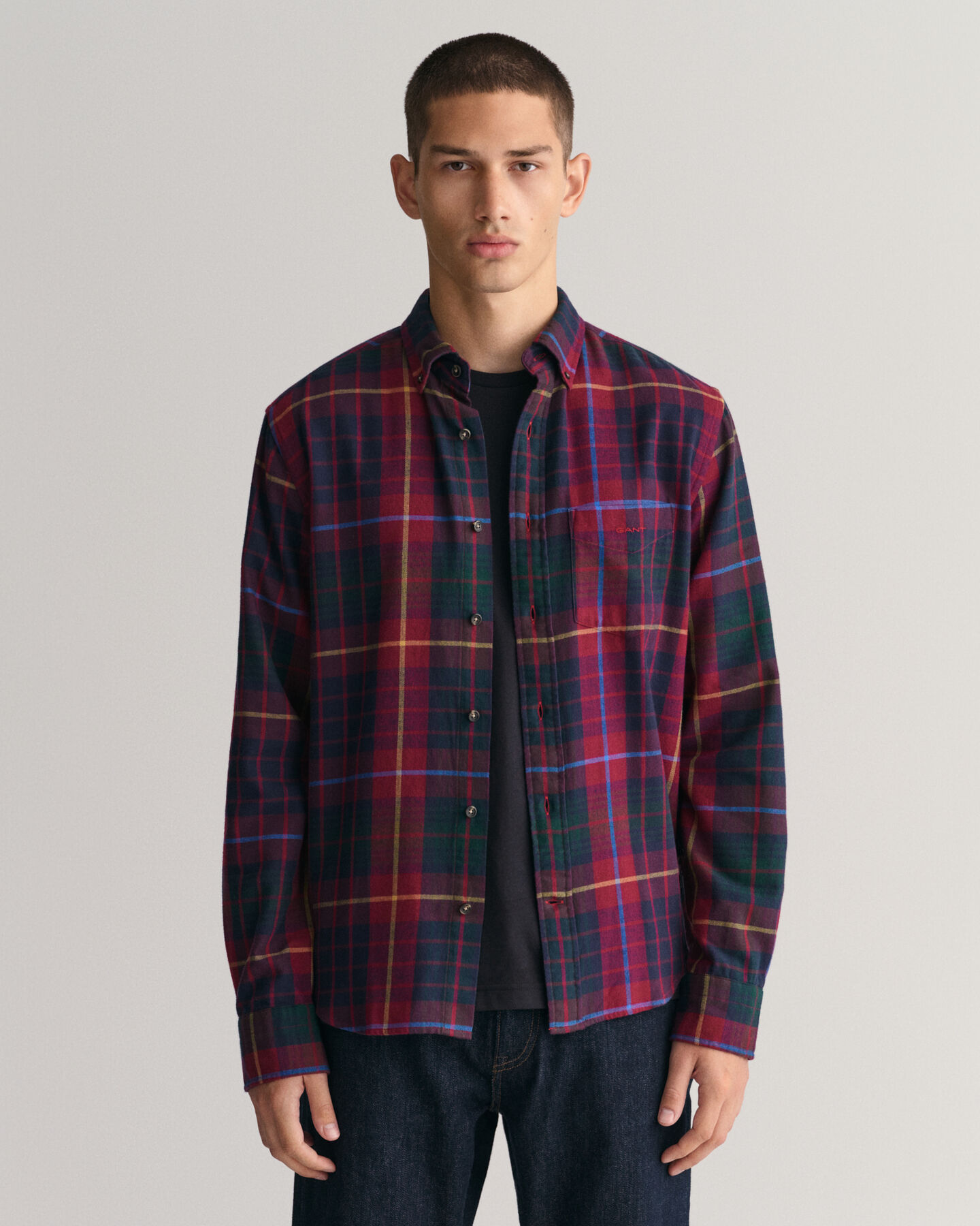 Regular fit skotskternet flannelskjorte