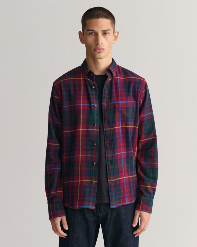 Regular fit skotskternet flannelskjorte