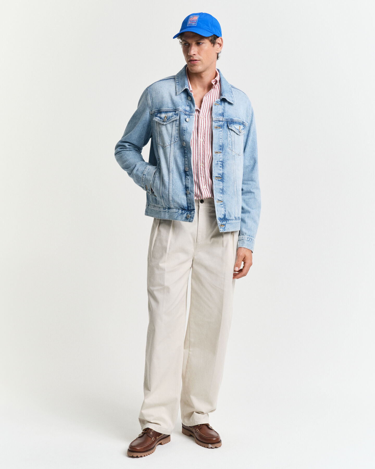 Regular fit stribet skjorte med tekstur