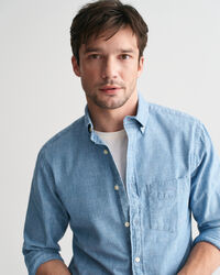 Regular fit indigo chambray skjorte